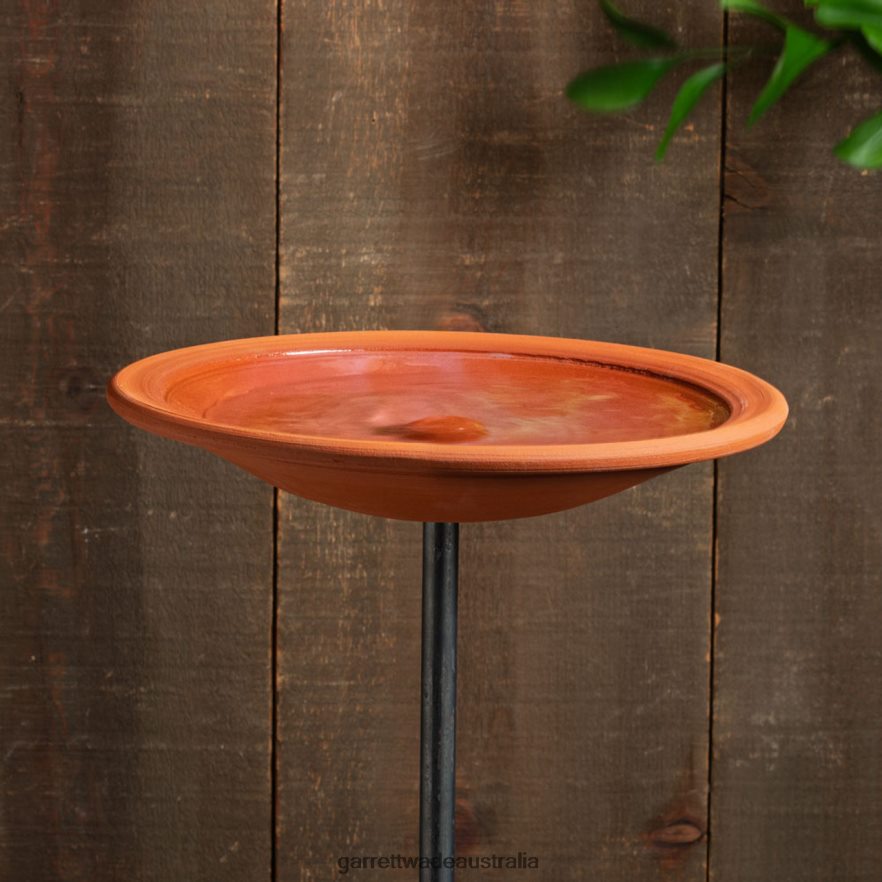 Garrett Wade Terracotta Birdbath On Metal Pole Garden 46JHVR184