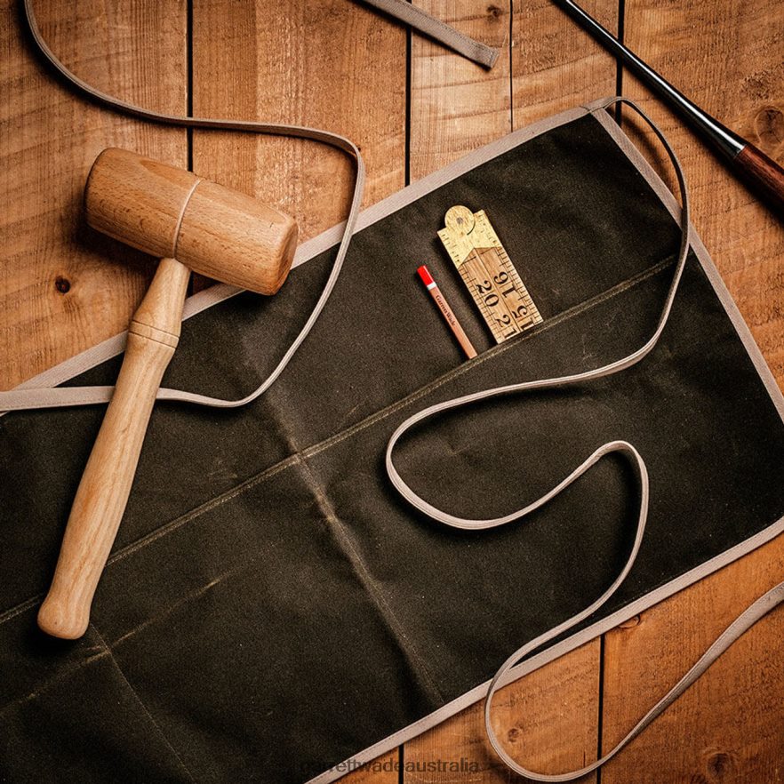 Garrett Wade USA Made Rugged & Versatile Waxed Cotton Apron - Olive Garden 46JHVR182