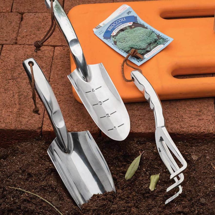 Garrett Wade Polished Cast-Aluminum Trowel & Cultivator Set Garden 46JHVR82