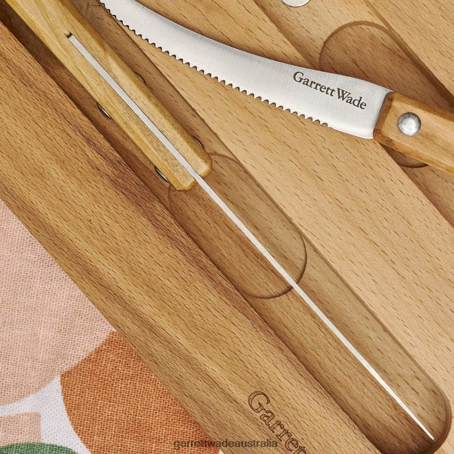 Garrett Wade Everyday Olivewood Paring Knives & Cutting Board Set Home & Kitchen 46JHVR777